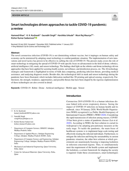 Smart Technologies Driven Approaches to Tackle COVID-19