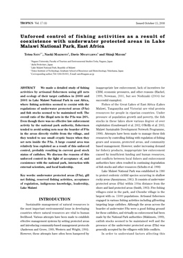 Unforced Control of Fishing Activities As a Result of Coexistence with Underwater Protected Areas in Lake Malawi National Park, East Africa