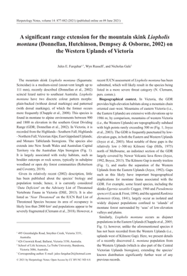 A Significant Range Extension for the Mountain Skink Liopholis Montana (Donnellan, Hutchinson, Dempsey & Osborne, 2002) on the Western Uplands of Victoria