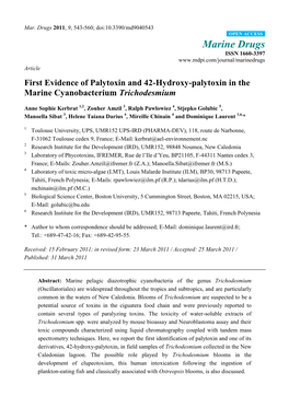 First Evidence of Palytoxin and 42-Hydroxy-Palytoxin in the Marine Cyanobacterium Trichodesmium