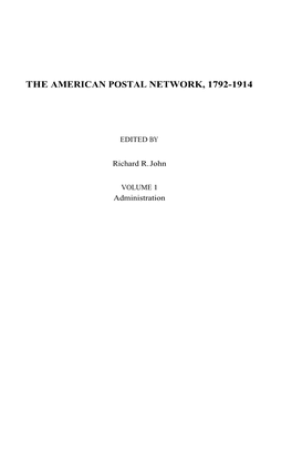 The American Postal Network, 1792-1914