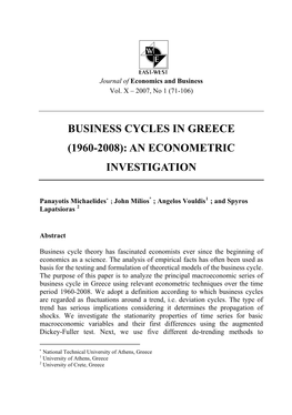 Business Cycles in Greece (1960-2008): an Econometric Investigation