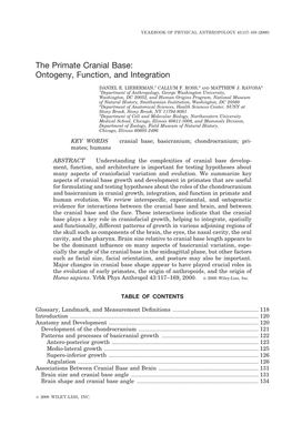 The Primate Cranial Base: Ontogeny, Function, and Integration