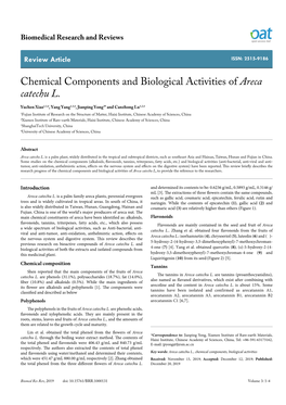 Chemical Components and Biological Activities of Areca Catechu L