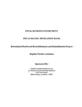 Final Banking Instrument Pecan Bayou Mitigation Bank