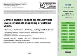 Climate Change Impact on Groundwater Levels: Ensemble Modelling of Extreme Title Page Values Abstract Introduction Conclusions References J