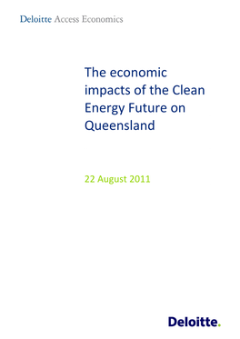 The Economic Impacts of the Clean Energy Future on Queensland