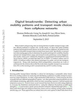 Digital Breadcrumbs: Detecting Urban Mobility Patterns and Transport Mode Choices from Cellphone Networks
