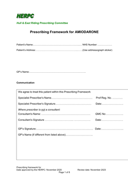 Prescribing Framework for AMIODARONE