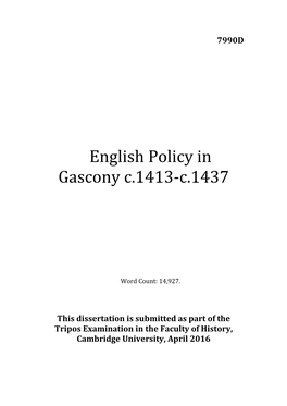 English Policy in Gascony C.1413-1437