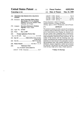 United States Patent (19) 11 Patent Number: 4,832,924 Tomoshige Et Al