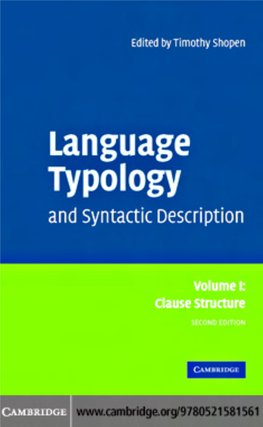 Language Typology and Syntactic Description, Volume I: Clause