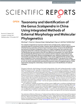 Taxonomy and Identification of the Genus Scolopendra in China Using