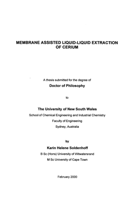 Membrane Assisted Liquid-Liquid Extraction of Cerium