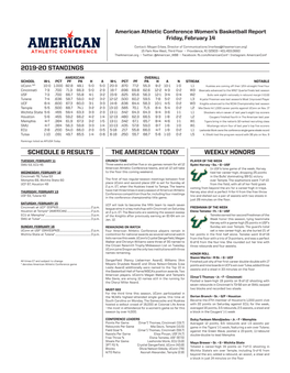 The American Today Schedule & Results 2019-20 Standings