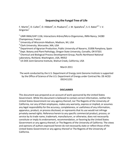 Sequencing the Fungal Tree of Life