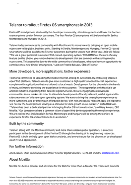 Telenor to Rollout Firefox OS Smartphones in 2013