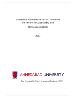 Submission of Information to UGC for Private Universities for Ascertaining Their Norms and Standards