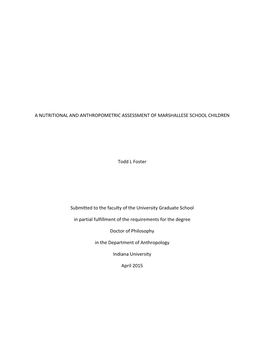 A Nutritional and Anthropometric Assessment of Marshallese School Children