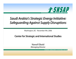 Saudi Arabia's Strategic Energy Initiative