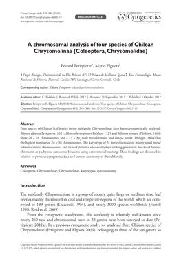 A Chromosomal Analysis of Four Species of Chilean Chrysomelinae (Coleoptera, Chrysomelidae)