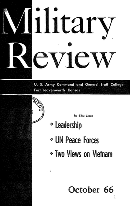 October 66 UNITEDSTATESARMYCOMMAND and 6ENERAL STAFFCOLLEGE,FORTLEAVENWORTH, KANSAS