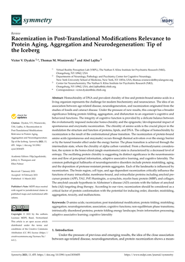 Racemization in Post-Translational Modifications Relevance To