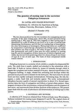 The Genetics of Mating Type in the Suctorian Tokophrya Lemnarum