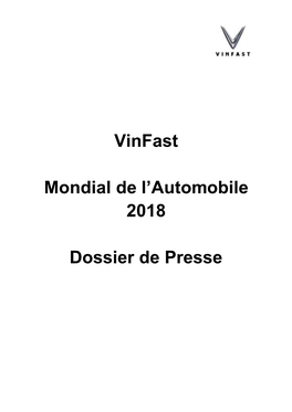 Vinfast Mondial De L'automobile 2018 Dossier De Presse