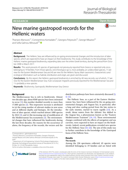 New Marine Gastropod Records for the Hellenic Waters