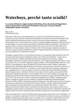 Settimanale Di Migros Ticino Waterboys, Perché
