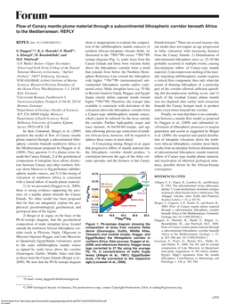 Flow of Canary Mantle Plume Material Through a Subcontinental Lithospheric Corridor Beneath Africa to the Mediterranean: REPLY