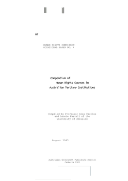 Compendium of Human Rights Courses in Australian Tertiary Institutions
