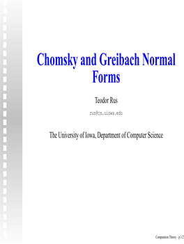 Chomsky and Greibach Normal Forms