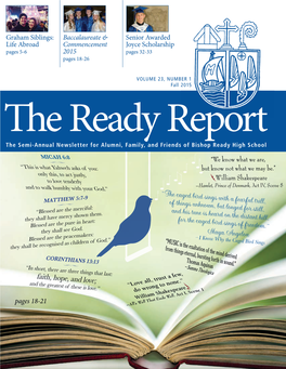 Fall 2015 the Ready Report the Semi-Annual Newsletter for Alumni, Family, and Friends of Bishop Ready High School