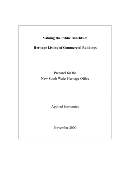 Valuing the Public Benefits of Heritage Listing of Commercial Buildings