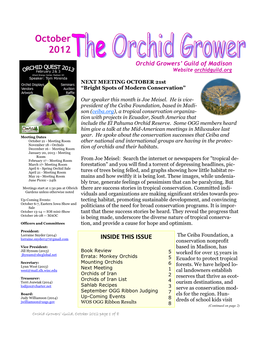 October 2012 Orchid Growers’ Guild of Madison Website Orchidguild.Org