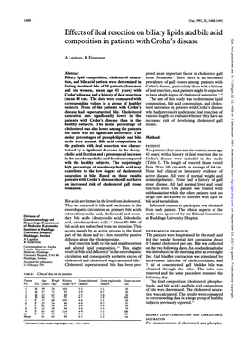 Effects of Ileal Resection on Biliary Lipids and Bile Acid Composition In