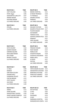 Route No 1 Time Route No 2 Time Lnct College 6:00 Beema