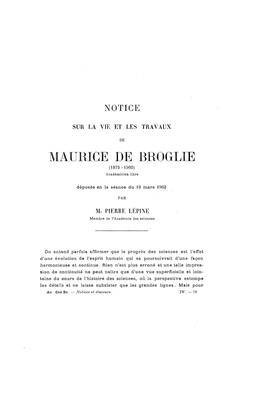 Maurice De BROGLIE
