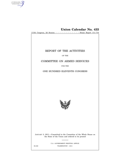 Union Calendar No. 433 111Th Congress, 2D Session – – – – – – – – – – – – House Report 111–710