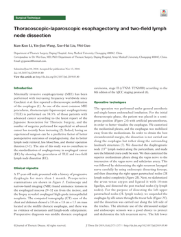 Thoracoscopic-Laparoscopic Esophagectomy and Two-Field Lymph Node Dissection