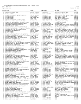 (NAUG) Appleworks Forum - Index to Issues File: NAUG.Index Page 1 Report: NAUG Index December 19, 2010