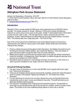 Attingham Park Access Statement