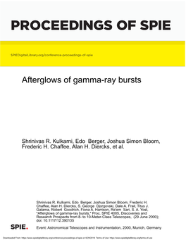 Afterglows of Gamma-Ray Bursts