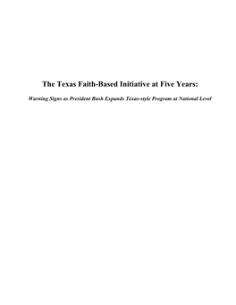 The Texas Faith-Based Initiative at Five Years