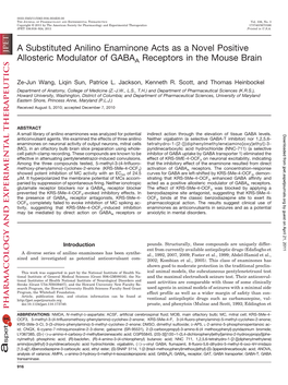 A Substituted Anilino Enaminone Acts As a Novel Positive Allosteric Modulator of GABAA Receptors in the Mouse Brain