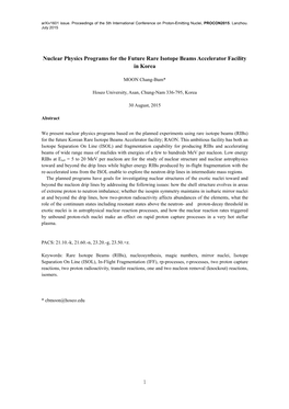 Nuclear Physics Programs for the Future Rare Isotope Beams Accelerator Facility in Korea