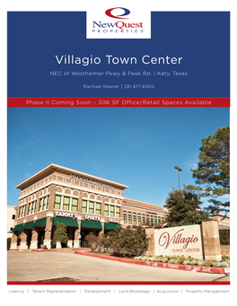 Villagio Town Center NEC of Westheimer Pkwy & Peek Rd