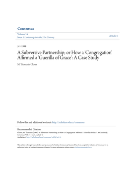 A Subversive Partnership; Or How a 'Congregation' Affirmed a 'Guerilla of Grace': a Case Study M